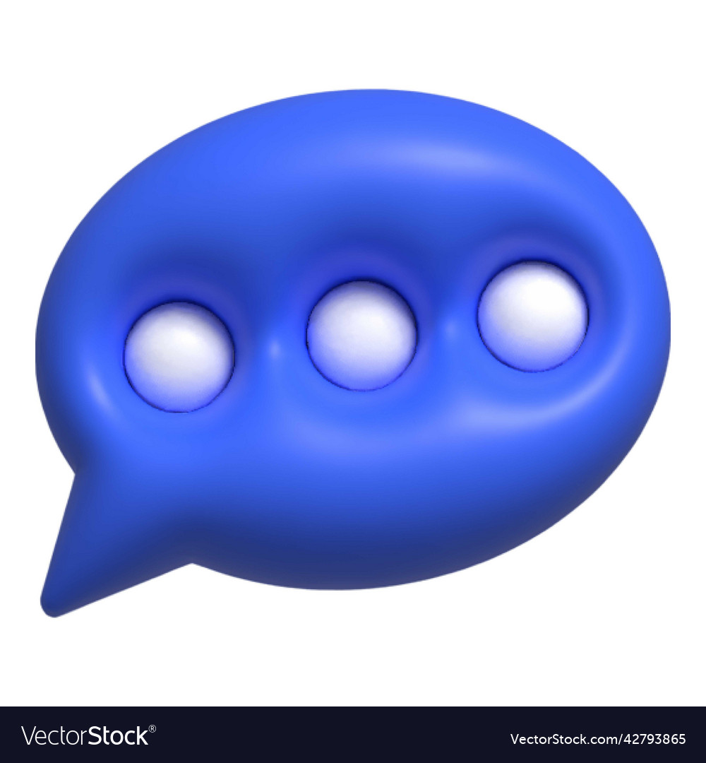 Chat bubble icon 3d cartoon balloon speech Vector Image