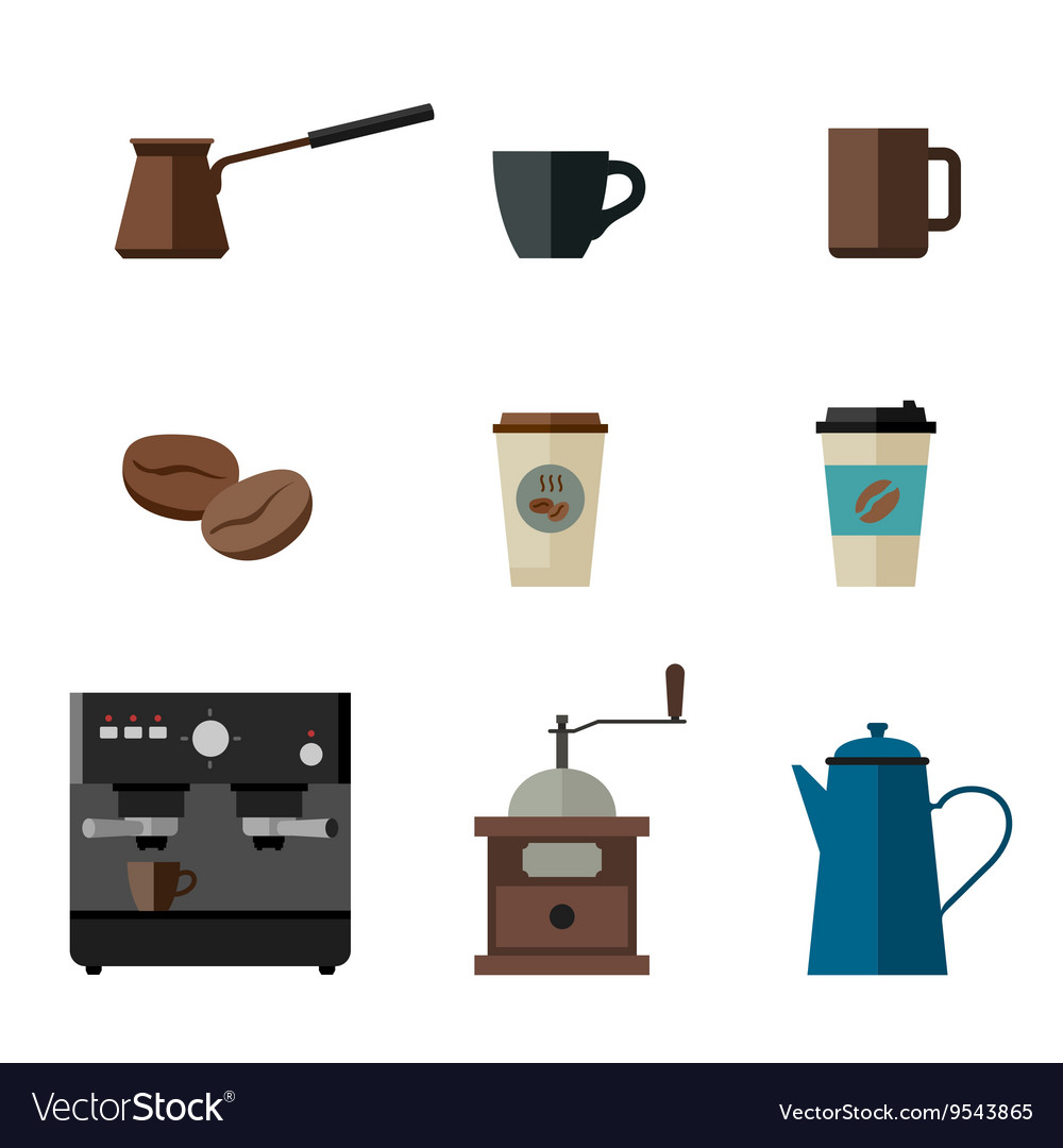 Coffee flat icons Royalty Free Vector Image - VectorStock