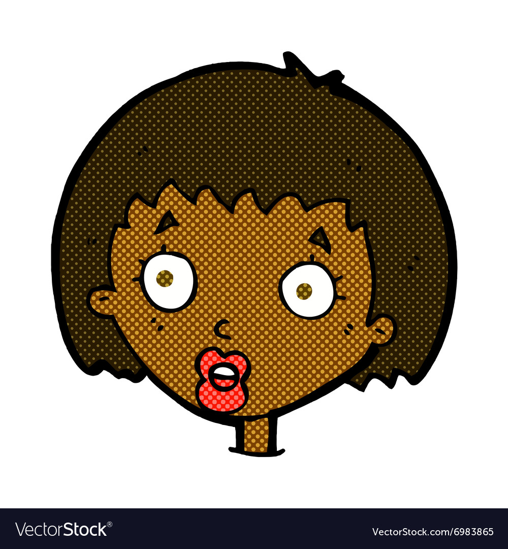 Comic cartoon surprised female face