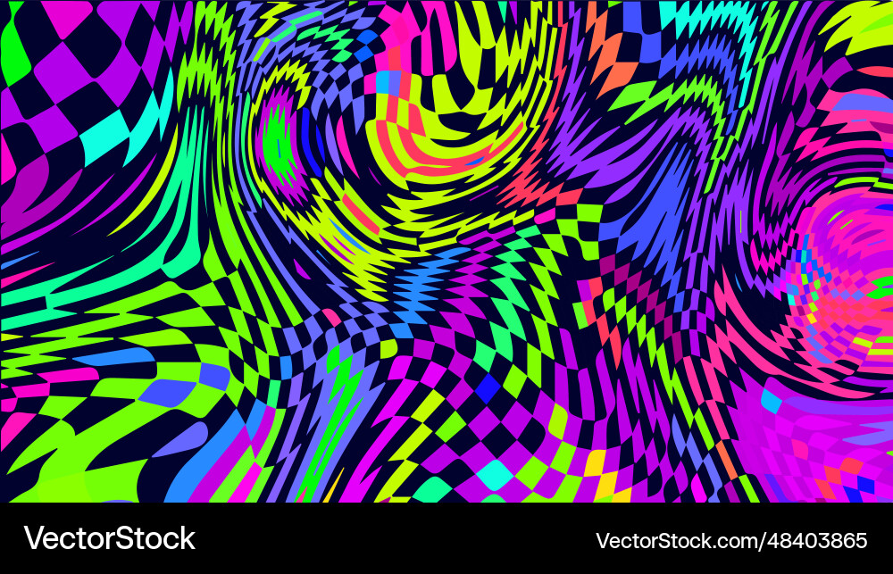 Distorted twisted checkered background trippy Vector Image