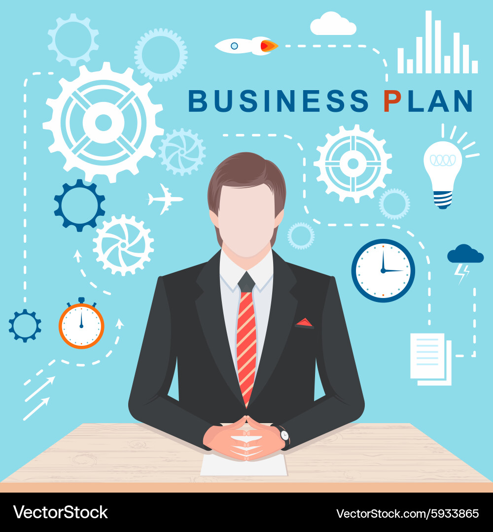 Flat business plan Royalty Free Vector Image - VectorStock
