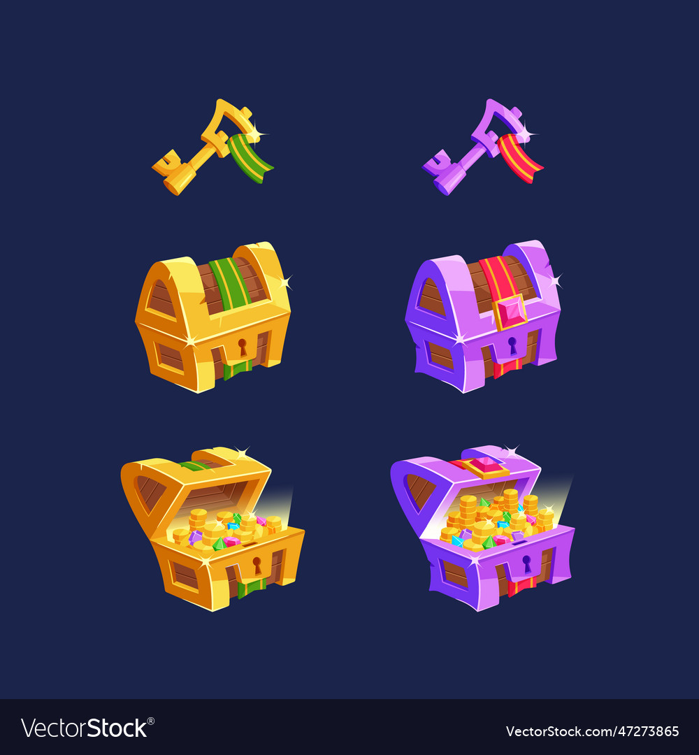 Game assets featuring golden and platinum chests