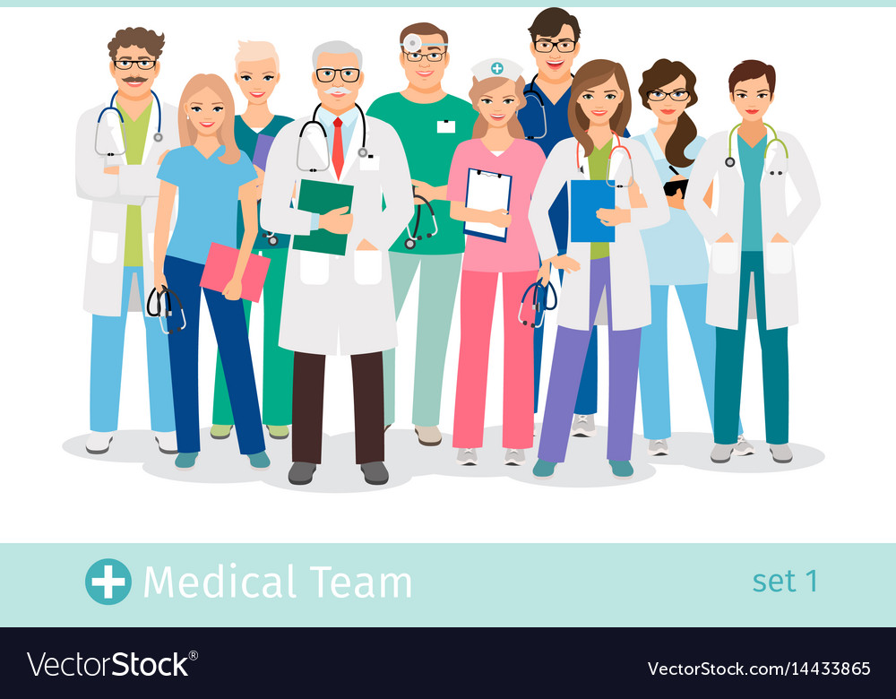 Hospital team isolated on white background Vector Image