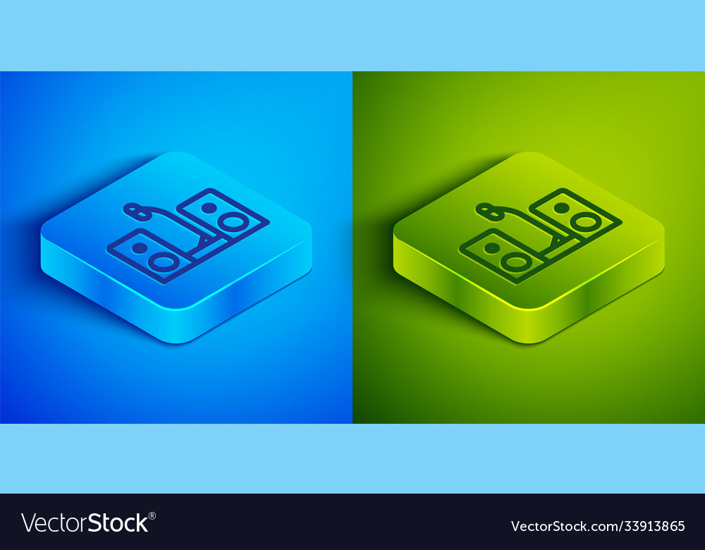 Isometric line home stereo with two speaker s icon