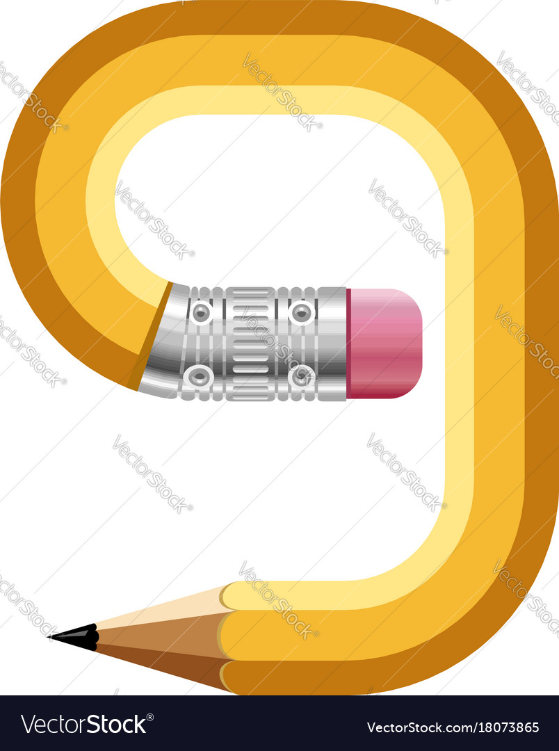 Number nine pencil icon cartoon style Royalty Free Vector