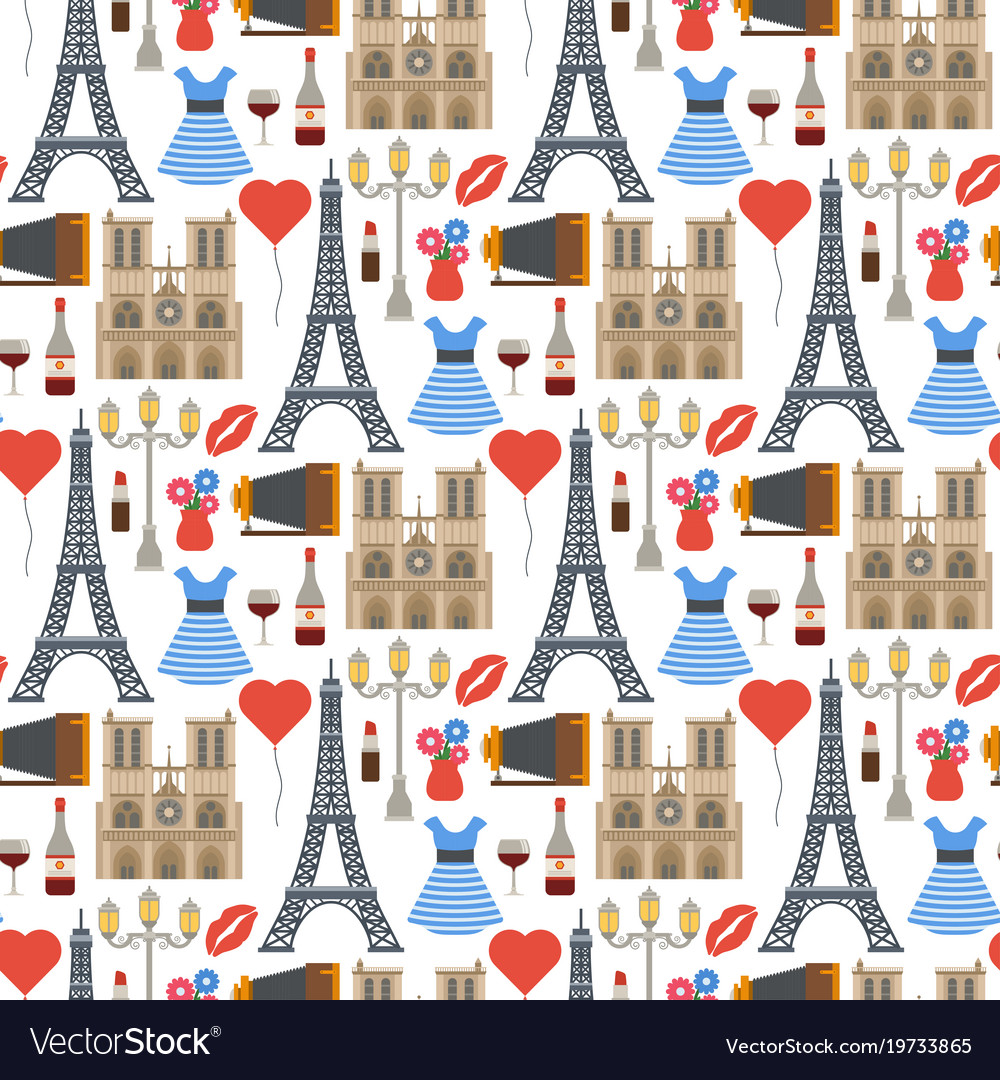 Paris famous travel cuisine traditional Royalty Free Vector