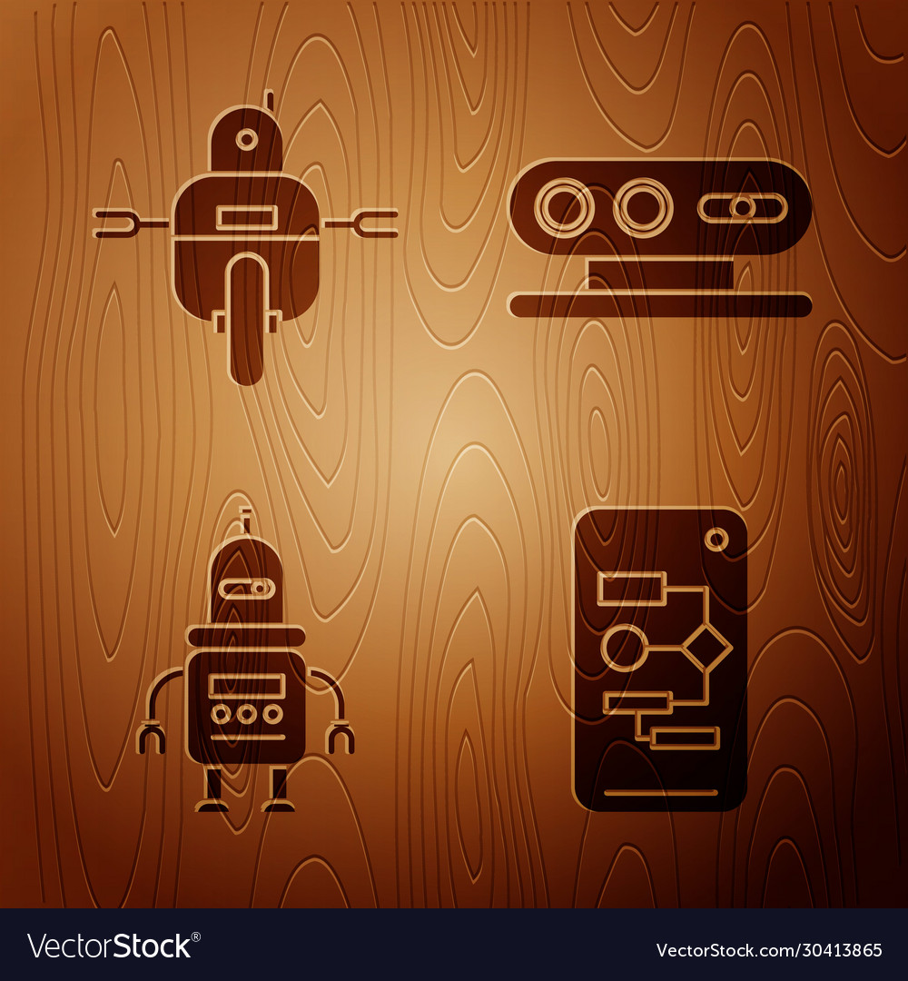 Set algorithm robot robot and 3d scanning system Vector Image