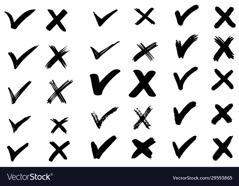 Set hand drawn check v signs isolated on Vector Image