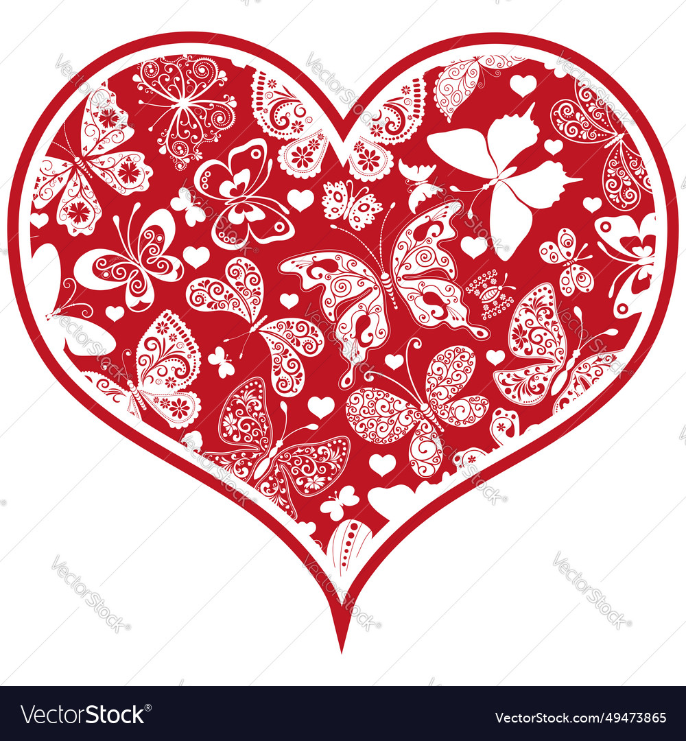 Valentine red monochrome heart wiith cute