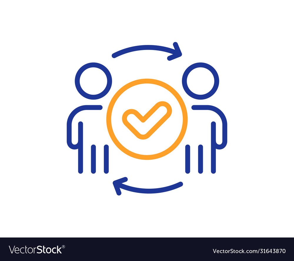 Approved teamwork line icon accepted team sign