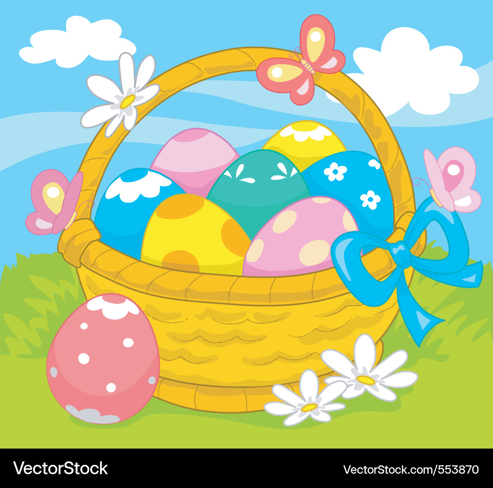 Basket easter eggs Royalty Free Vector Image - VectorStock