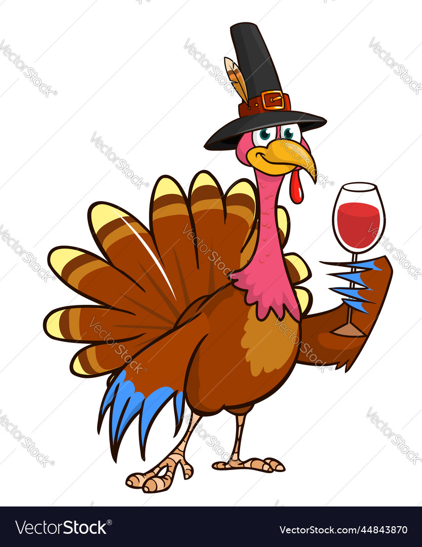 Cartoon happy cute thanksgiving turkey bird Vector Image