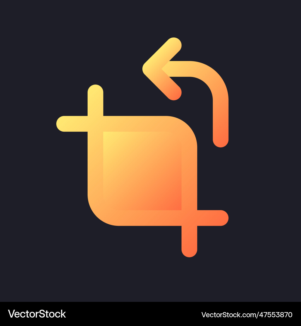 Cropping orange solid gradient ui icon for dark Vector Image