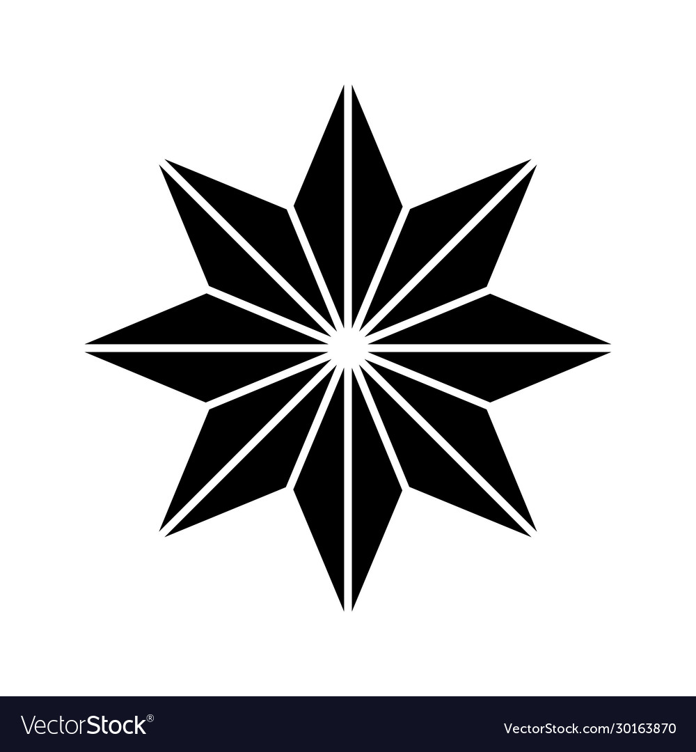 Eight pointed star simple thin line icon Vector Image