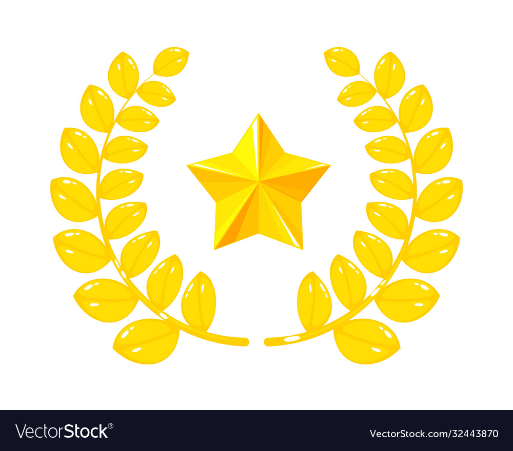 Gold jewelry reward in form leaves trophy Vector Image