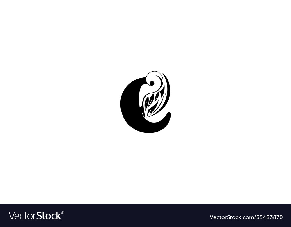 Lowercase letter e connected flourishes logogram