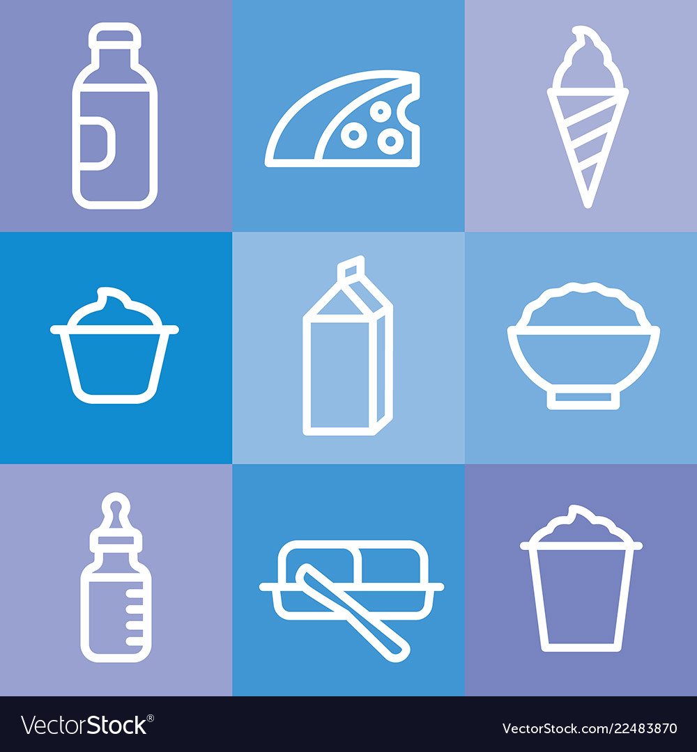 Milk products icon set Royalty Free Vector Image