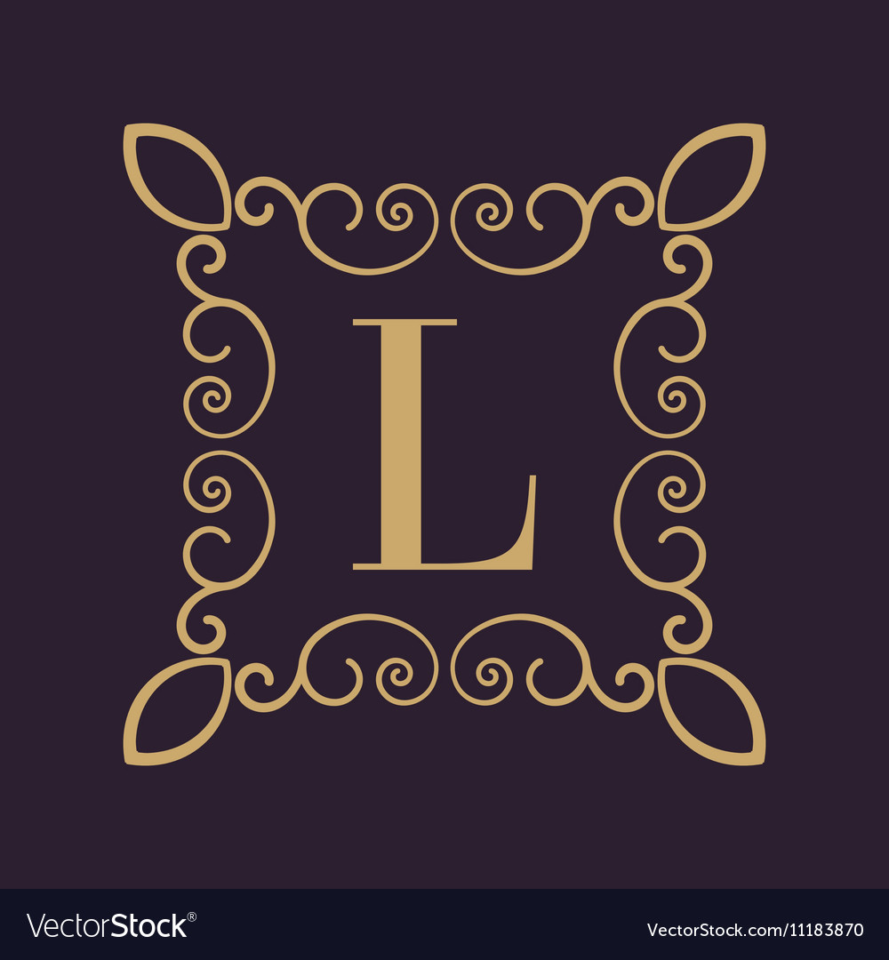 Monogram letter L Calligraphic ornament Gold Vector Image