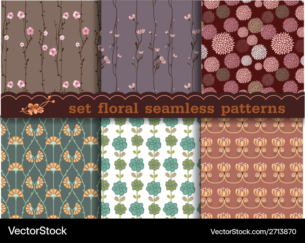 Set floral seamless pattern Royalty Free Vector Image