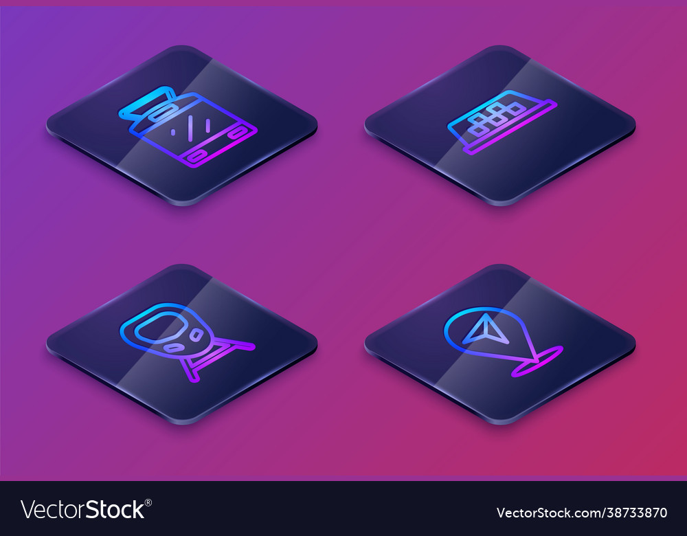 Set isometric line tram and railway high-speed