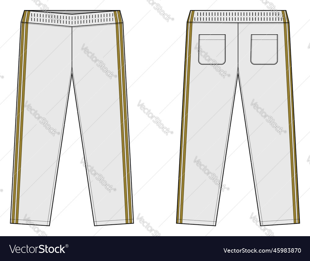 Sports jersey pants template white and gold