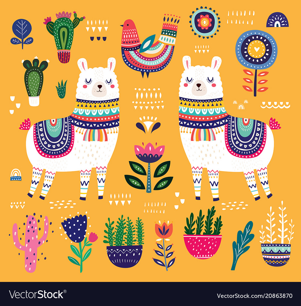 With llama Royalty Free Vector Image - VectorStock