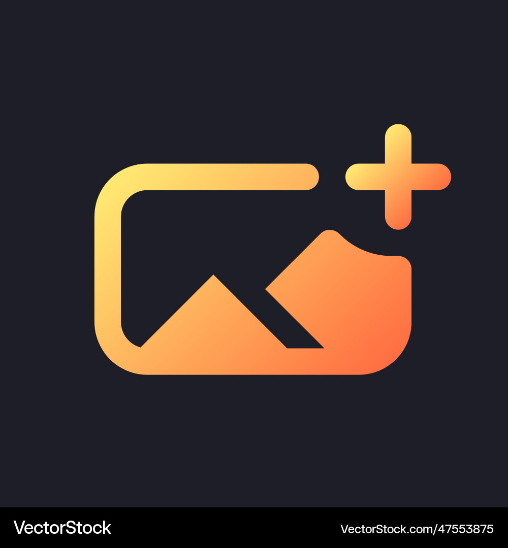 Add image orange solid gradient ui icon for dark Vector Image