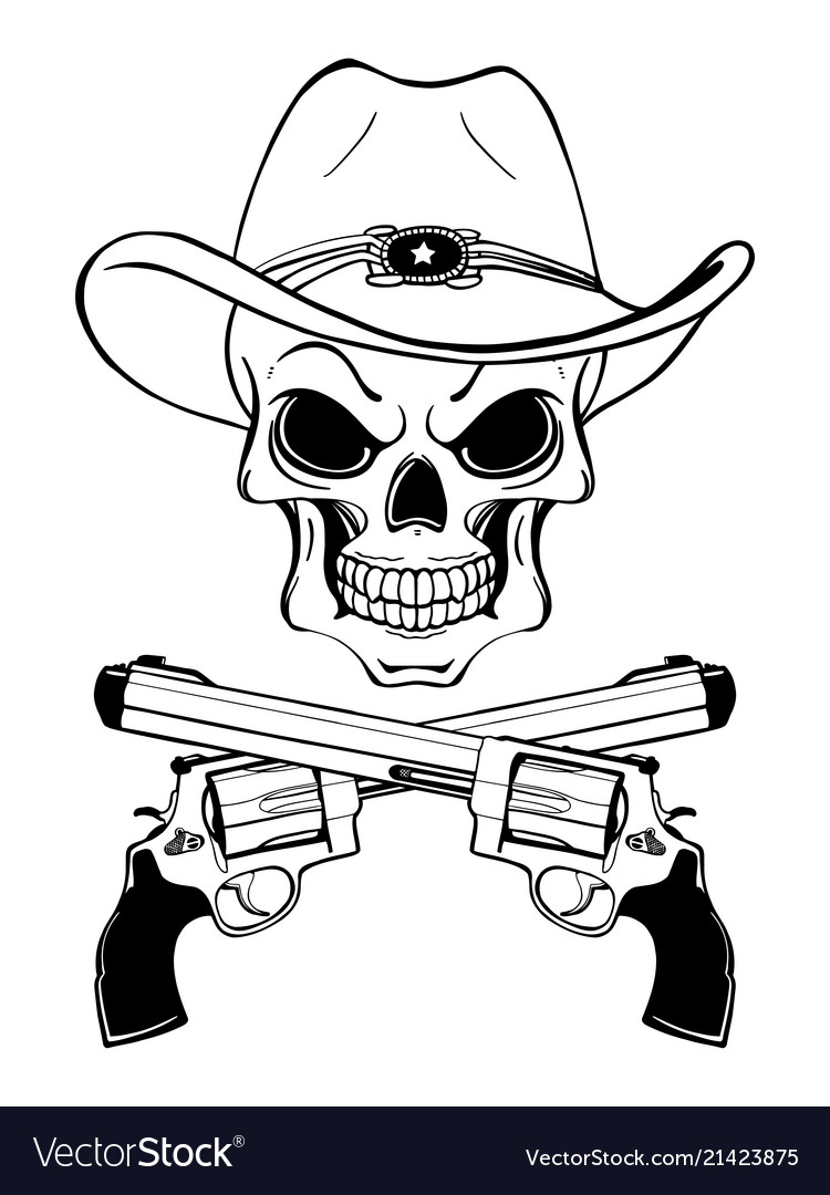 Cowboy skull in a western hat and pair