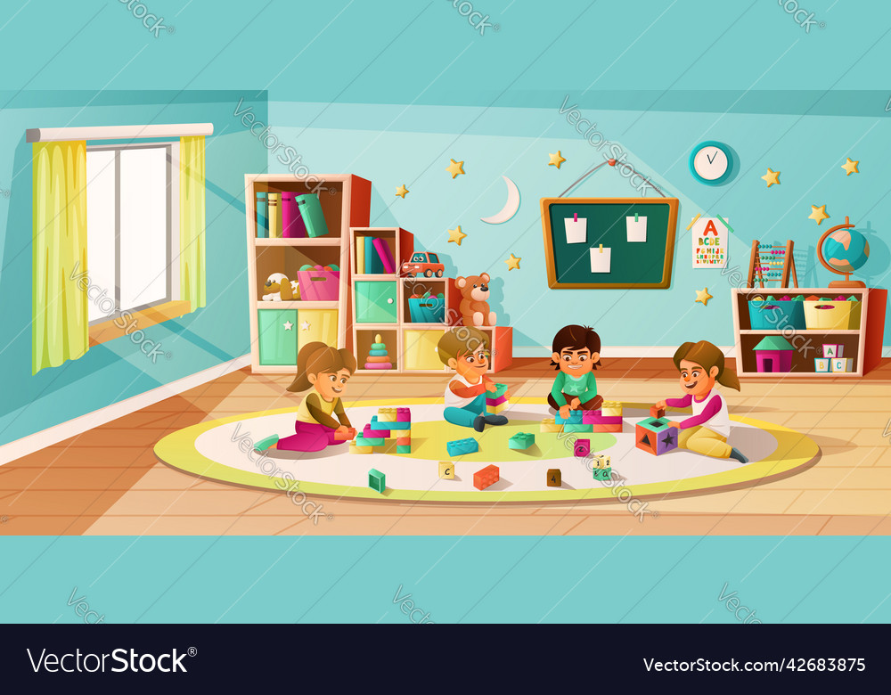 Kindergarten cartoon background Royalty Free Vector Image