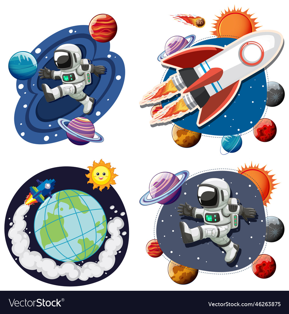 Outer space characters collection Royalty Free Vector Image
