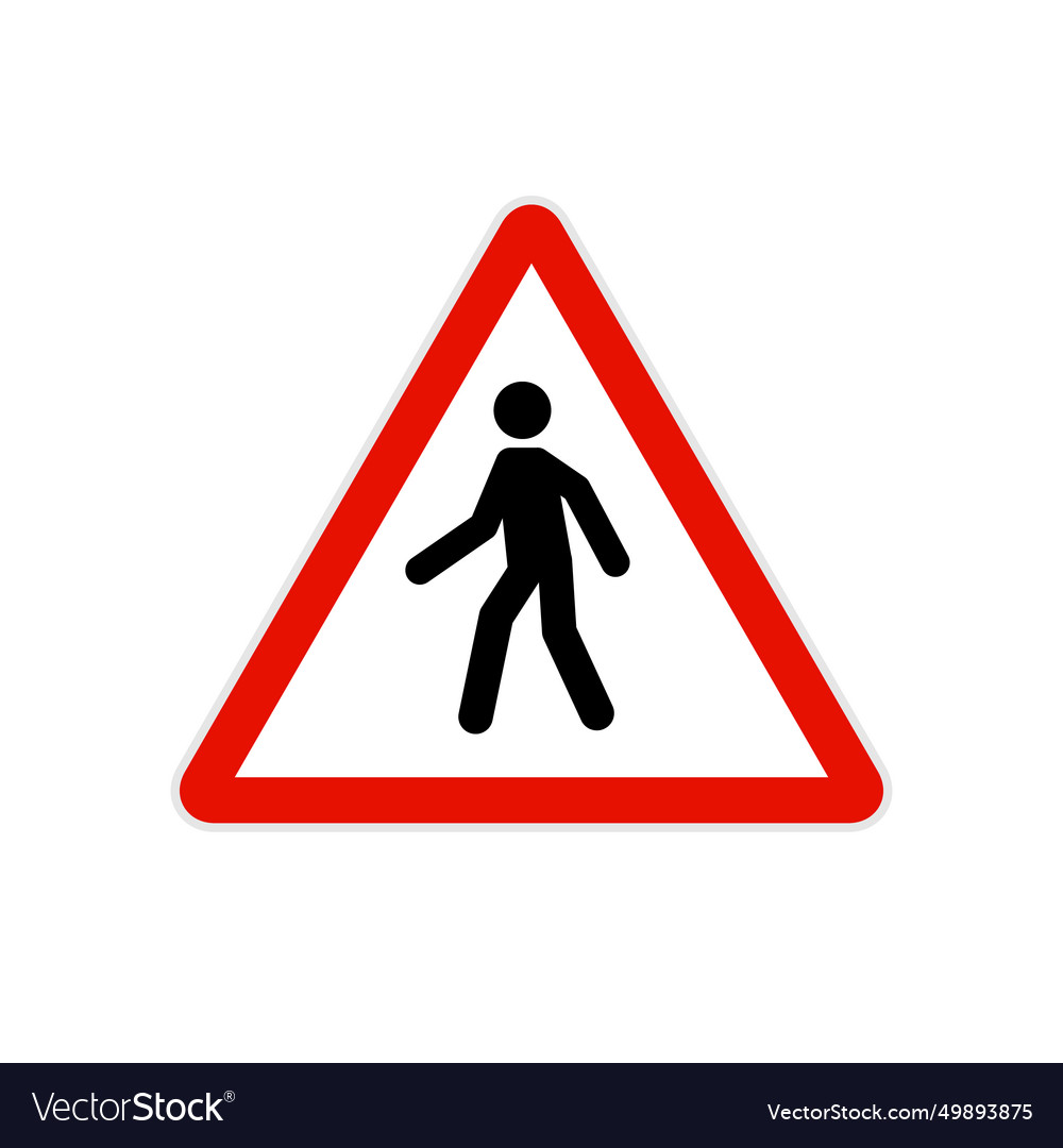 Pedestrian crossing warning road sign safety Vector Image