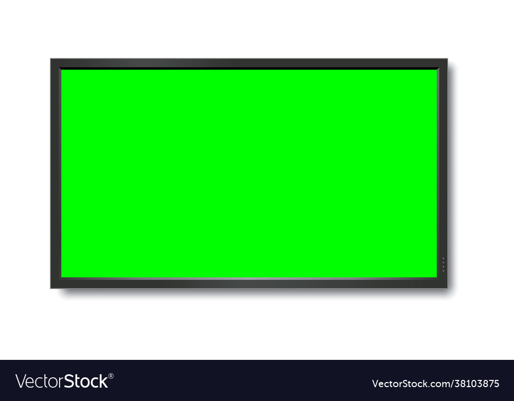 Realistic tv lcd screen mockup panel with green Vector Image