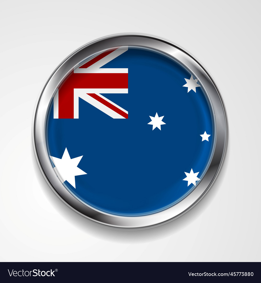 Abstract button with metallic frame australian Vector Image