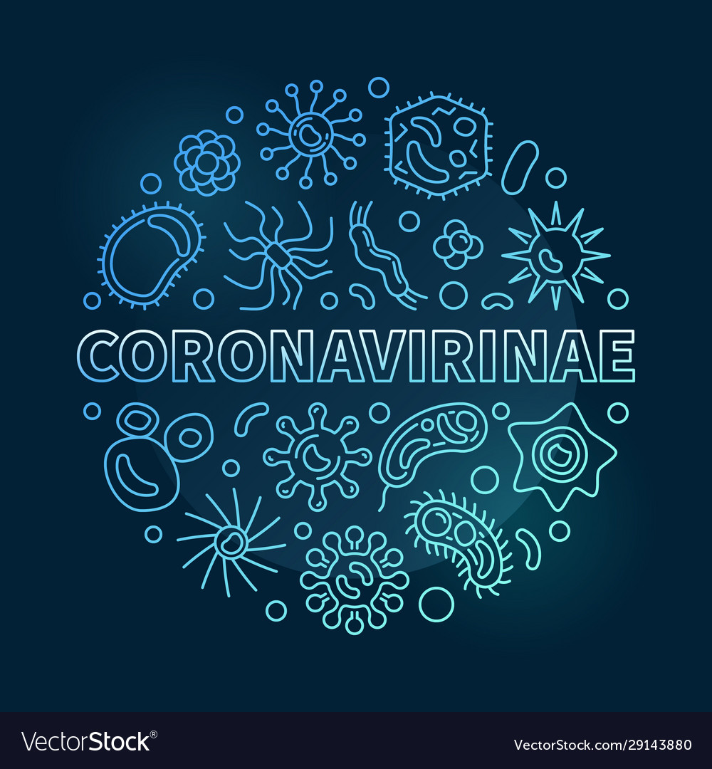 Coronavirinae Konzept Umriss blau rund