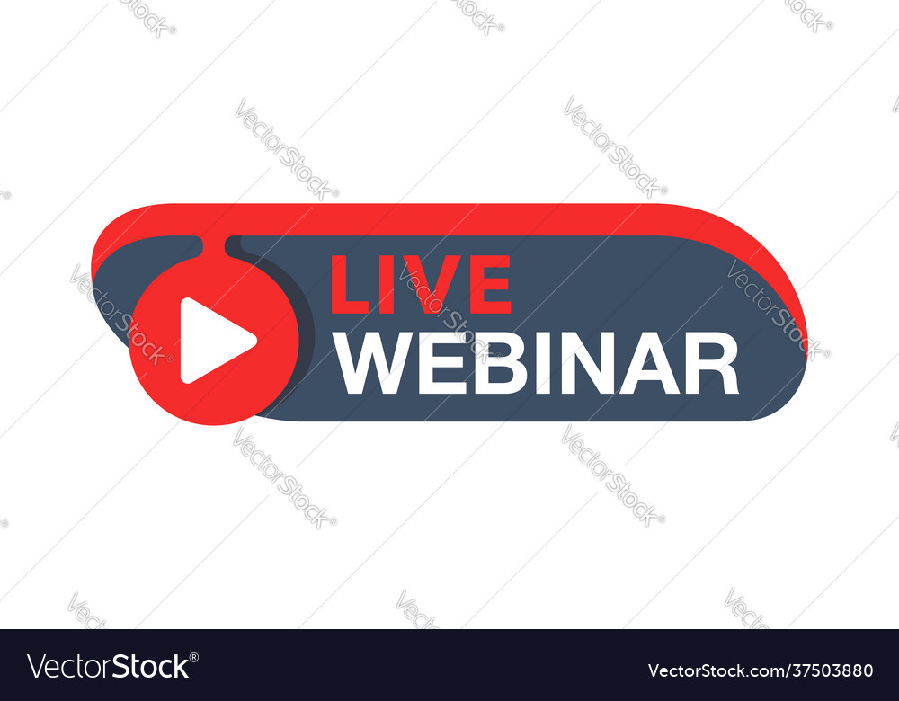 Live webinar red rounded button