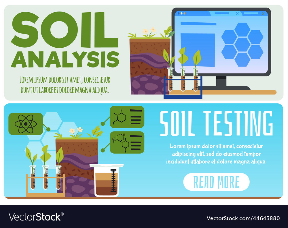Soil analysis and laboratory test banners Vector Image