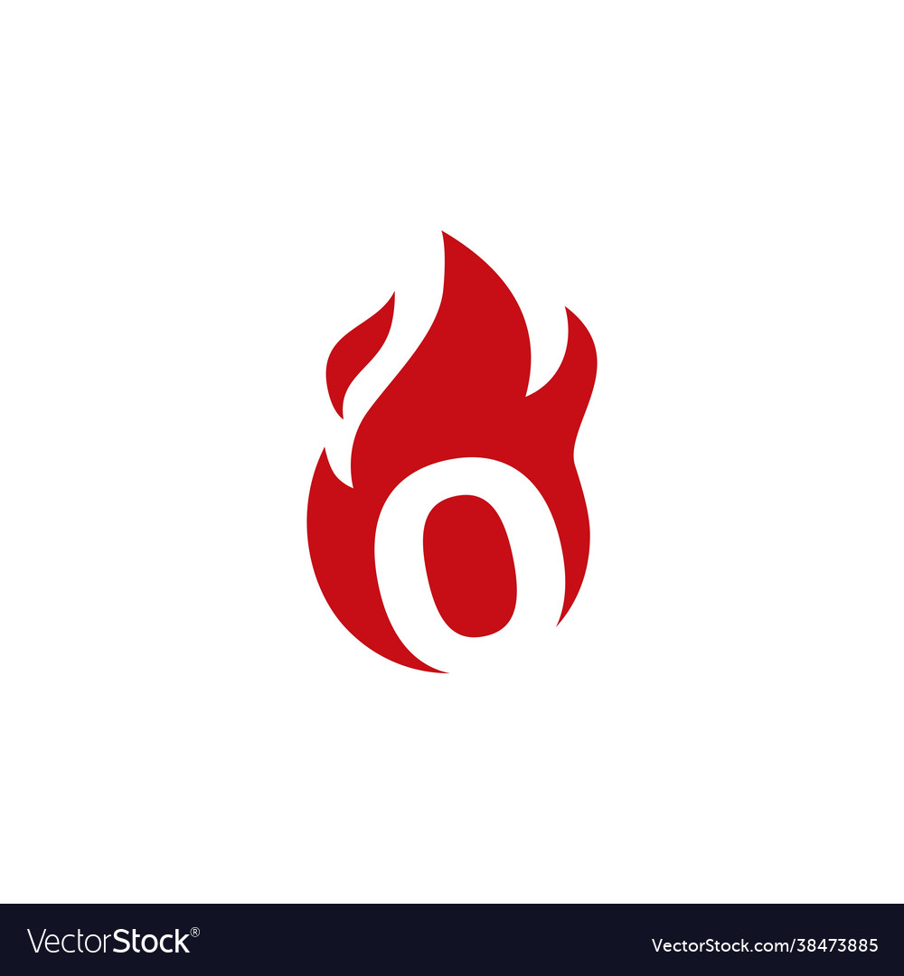 0 zero number fire flame logo icon