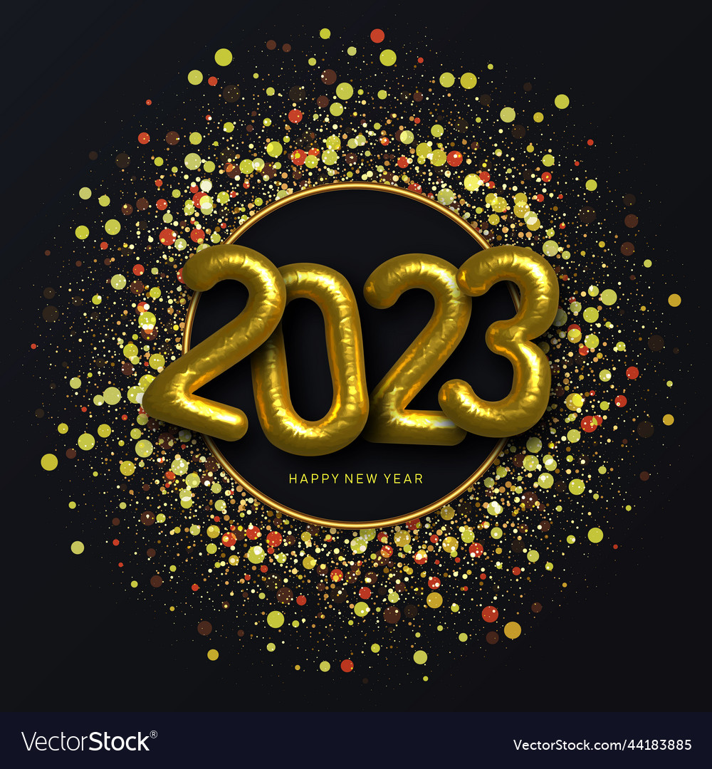 2023 new year gold foil numbers postcard merry Vector Image