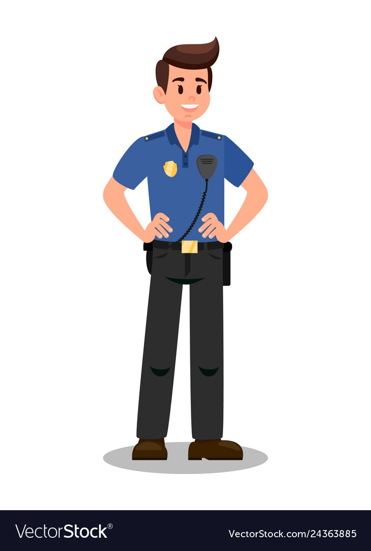 Agent with radio transmitter cartoon character