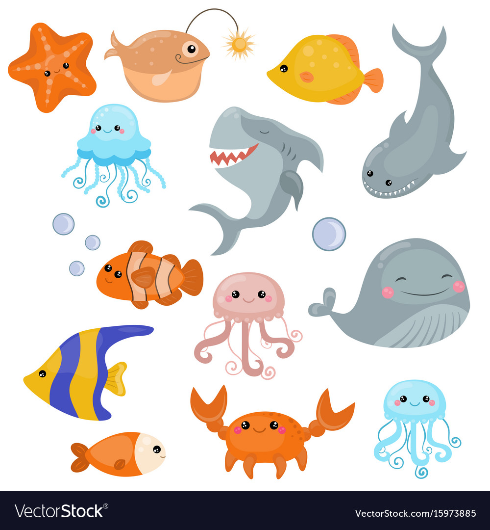 Download Cute sea creatures cute sea creatures Royalty Free Vector