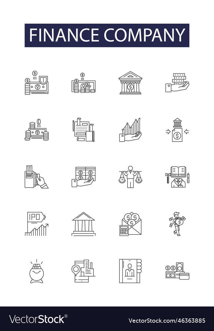 Finance company line icons and signs