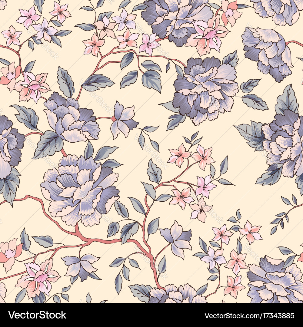 Flower seamless pattern floral garden background Vector Image