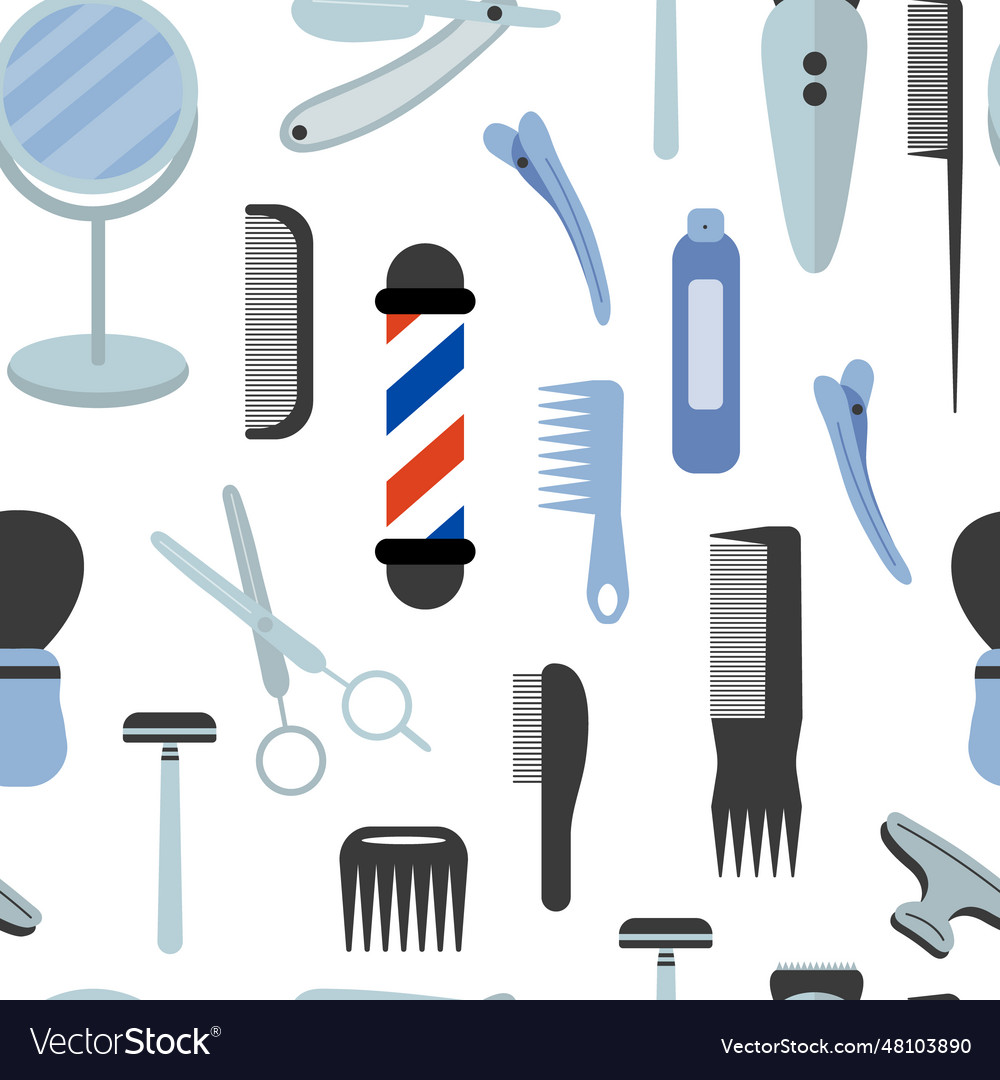 Barbershop flat style pattern Royalty Free Vector Image