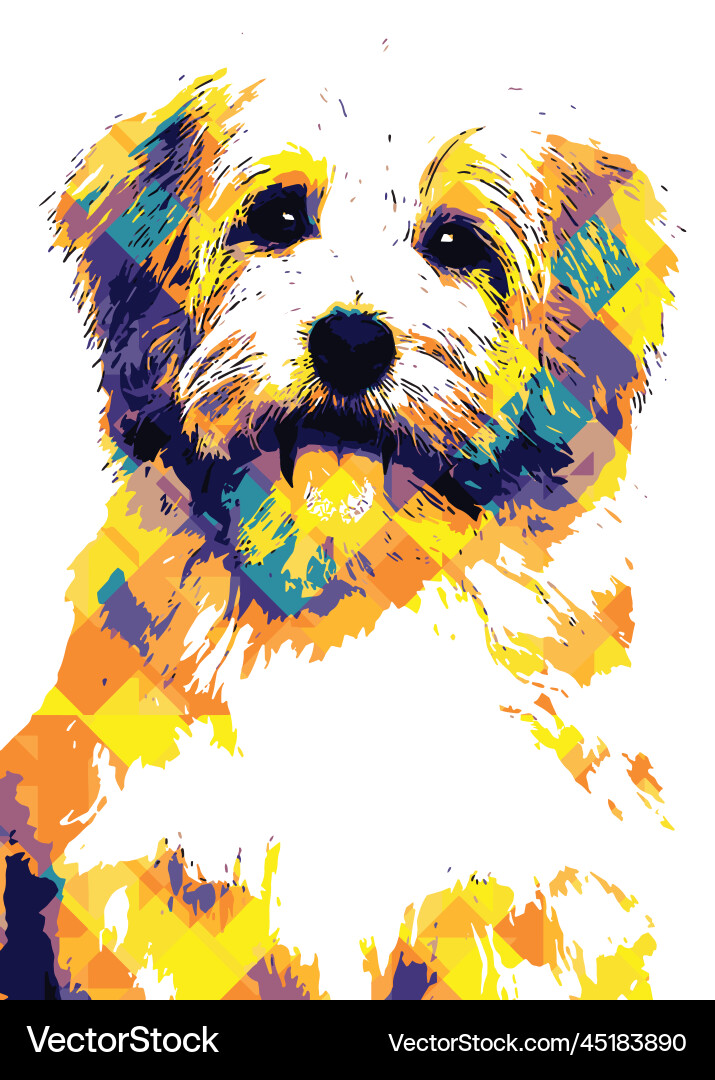Colorful dog art poster image Royalty Free Vector Image