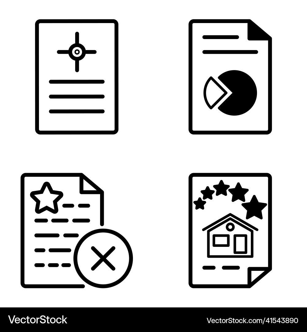 Docs1-2 flat icon set isolated on white background