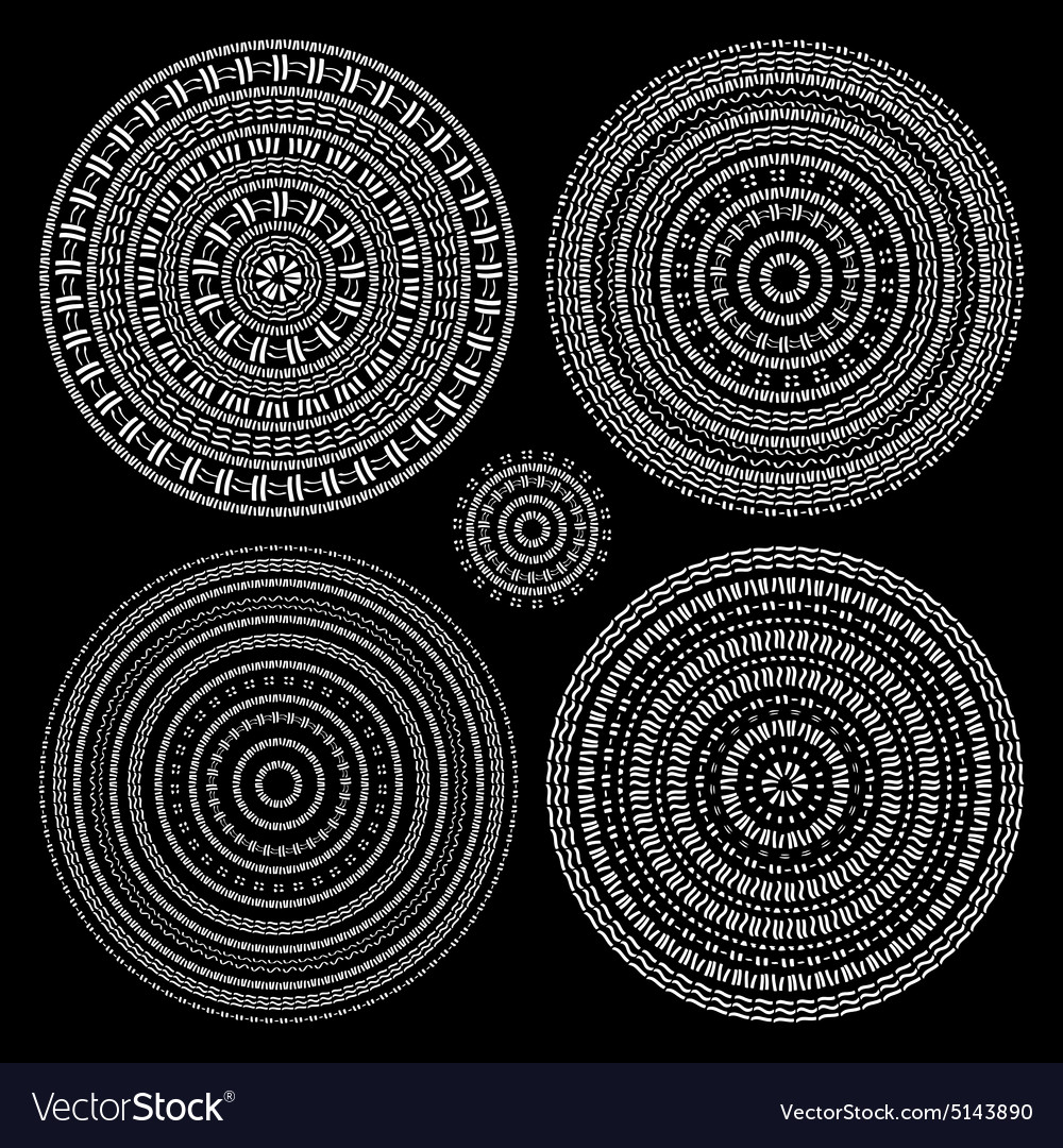 Hand drawn circular pattern mandala set