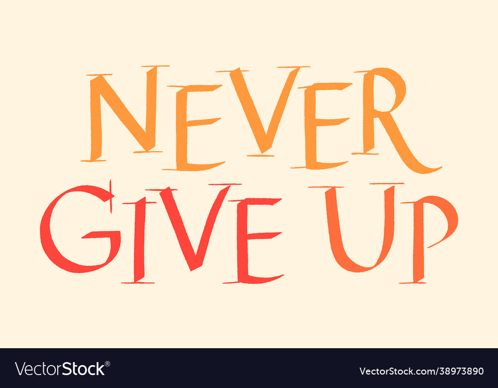 Never give up hand drawn lettering Royalty Free Vector Image