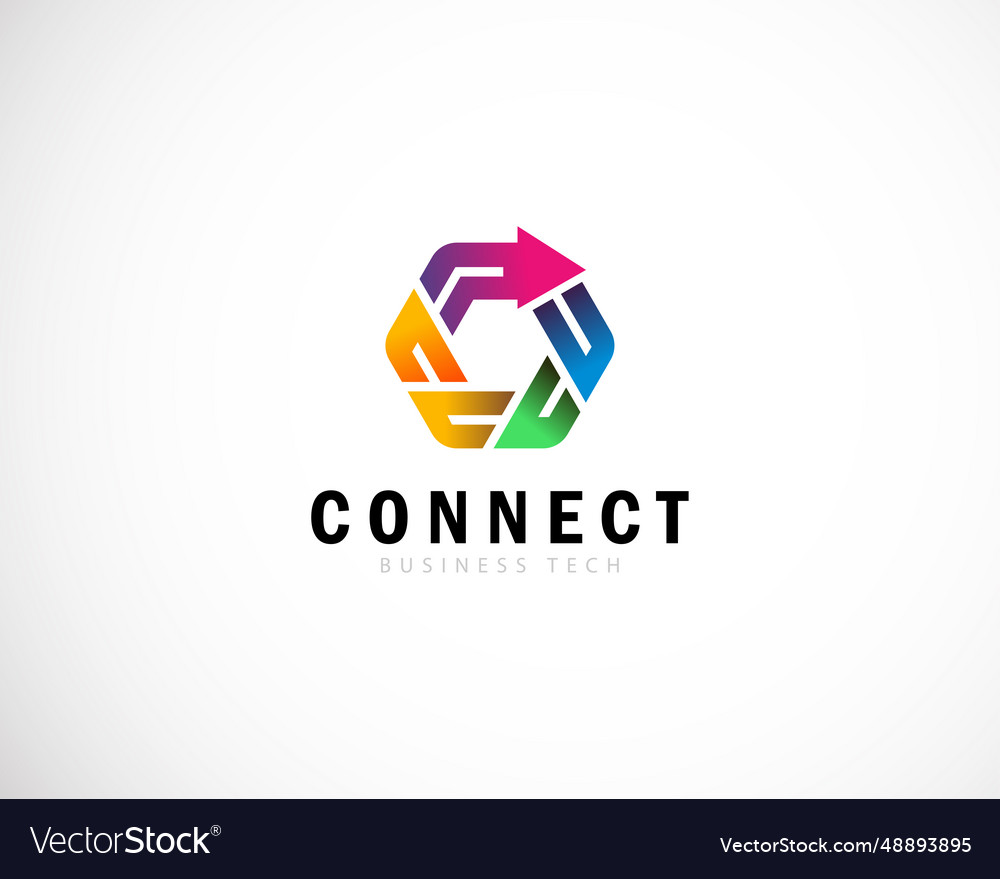 Connect logo kreative tech hexagon design konzept