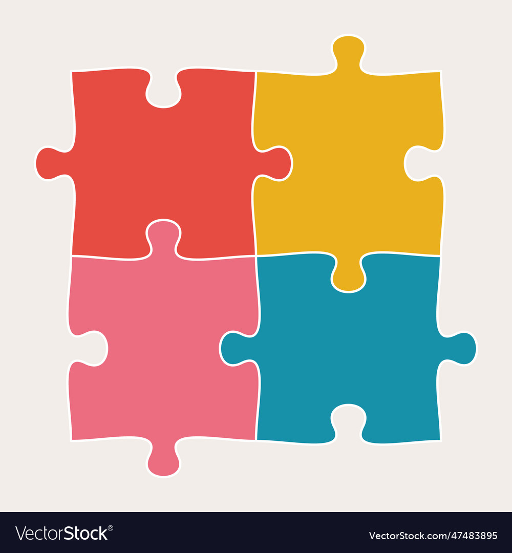 Four connected jigsaw puzzle parts infographic Vector Image