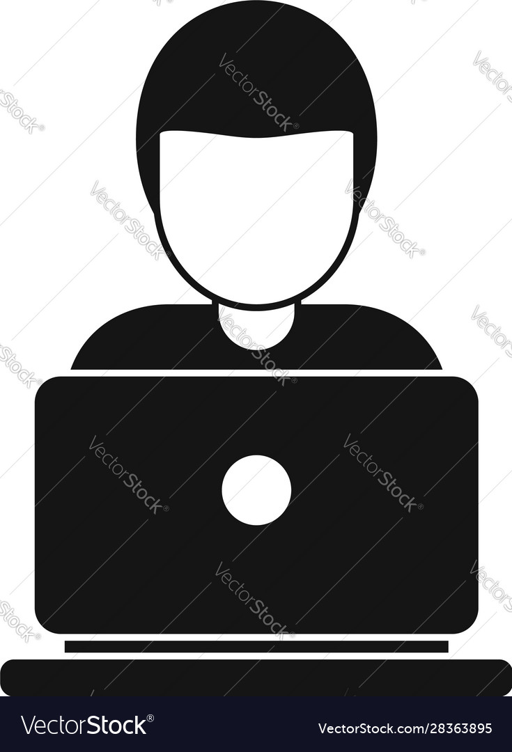 Freelancer laptop icon simple style Royalty Free Vector